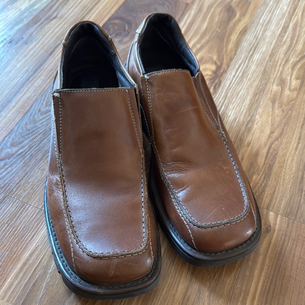 Men's Brown Leather Slip-On Shoes Dress Formal Casual 10